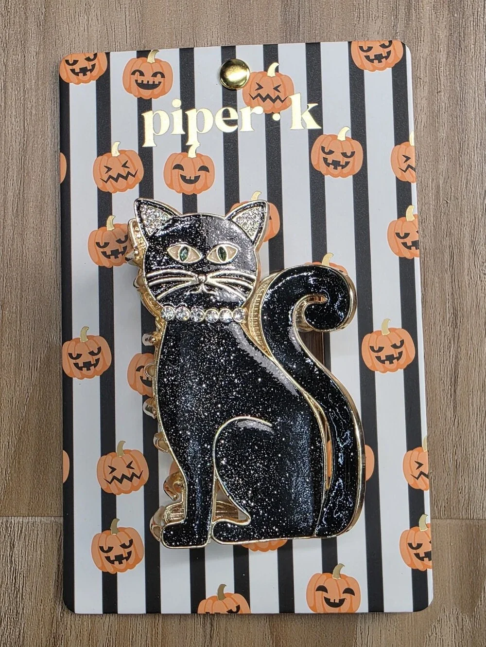 🔹️NWT Black Shimmery Rhinestone Cat Metal Claw Hair Clip